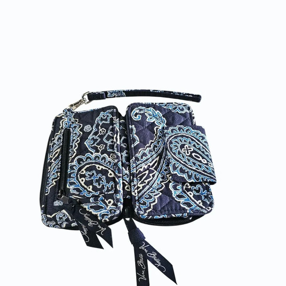 Vera Bradley All Around Zip Wristlet Wallet Blue Bandana Pattern EUC - Picture 5 of 9